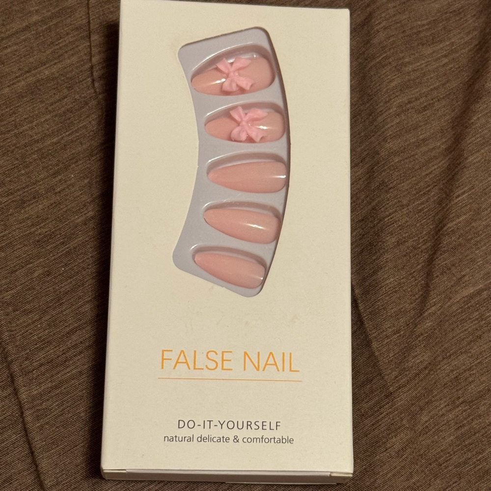 Pink Press On Nails With Bow Accents